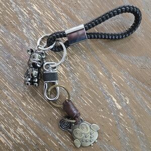 Owl & Bear Keychain – 10" Braided Loop with Bronze + Gunmetal Charms | NWOT